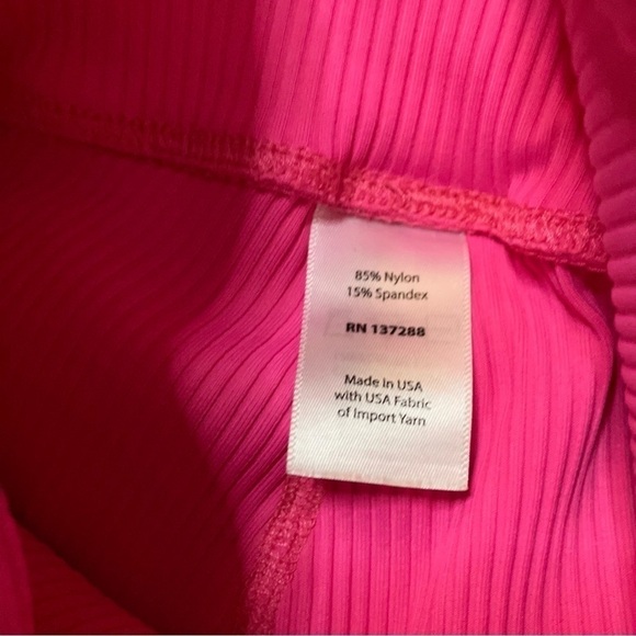 Year of Ours V Waistband Bike Shorts in Neon Pink - Picture 6 of 6